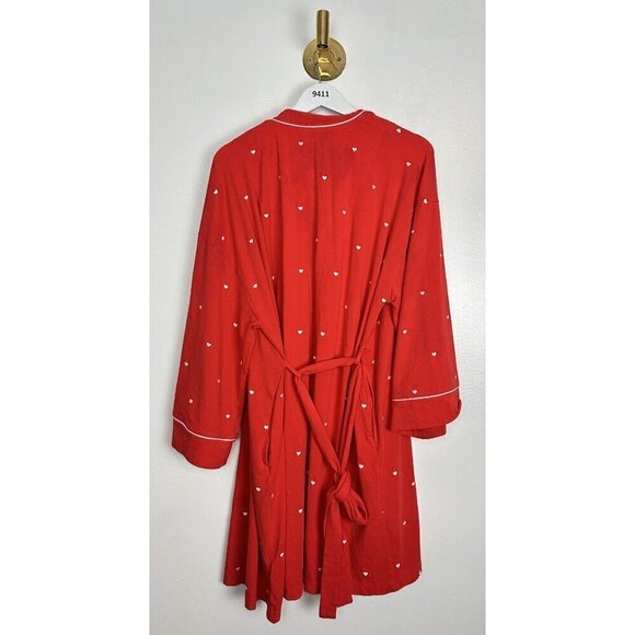 BEDHEAD Pajamas Heart Dot Stretch Organic Cotton Jersey Robe in Tiny Hearts L/XL - Picture 9 of 11